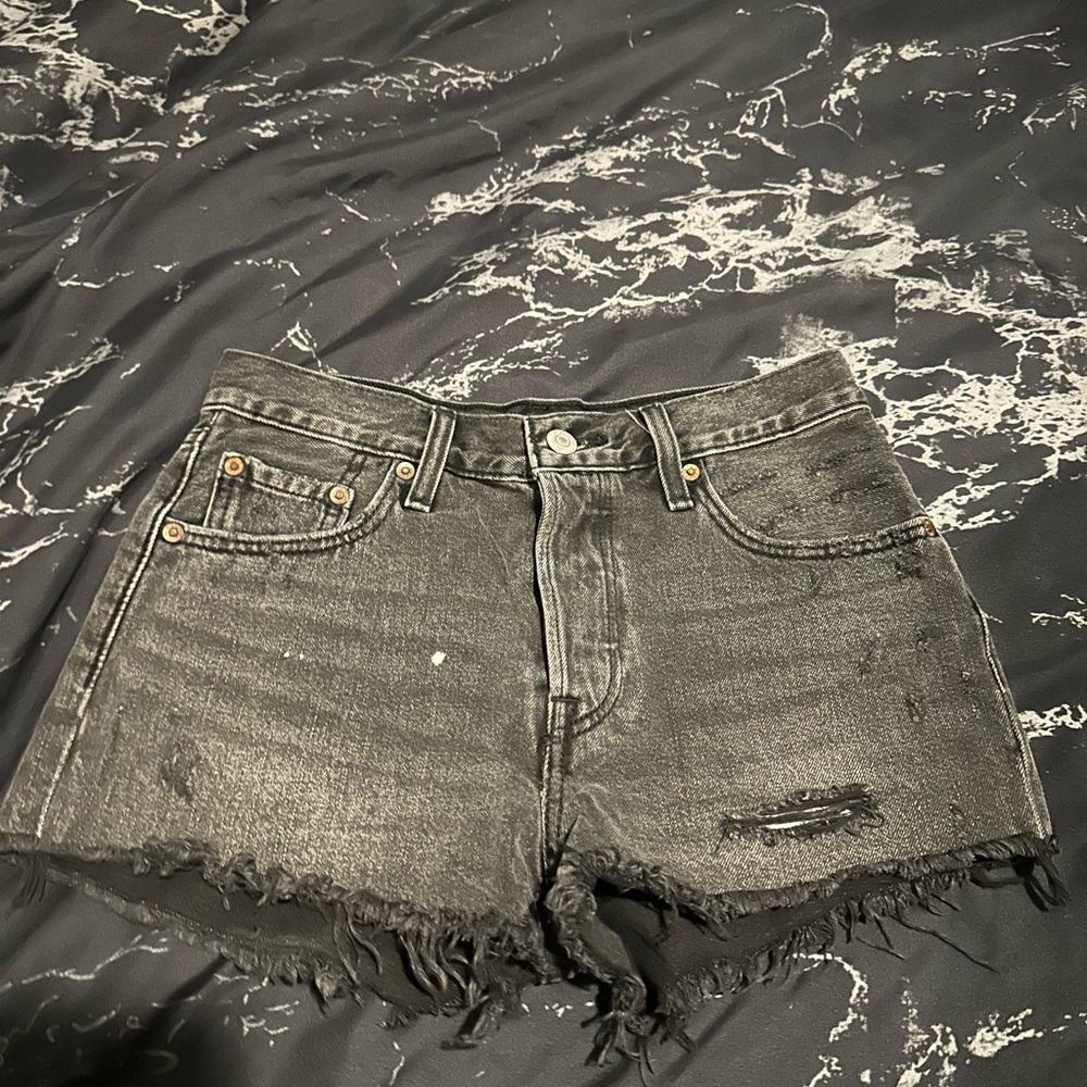 Levi's Black Distressed Jean Shorts